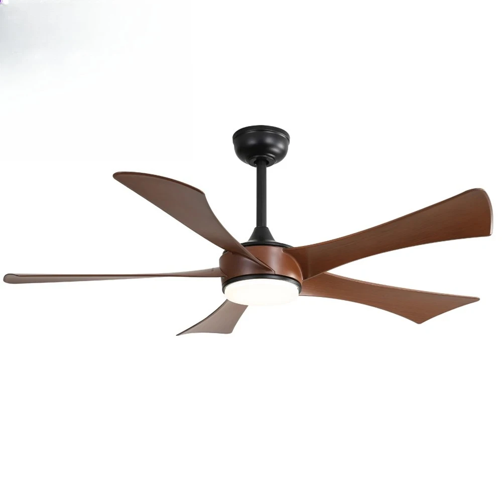 In Stock 52 Inch 5 Blade Ceiling Fan Living Room Decorative 6 Speed Led Ceiling Fan Light For Bedroom