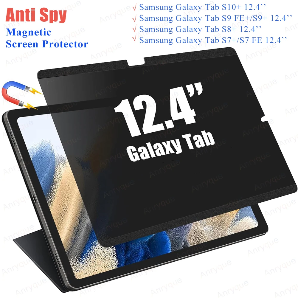 For Samsung Galaxy Tab S10 Plus 12.4 Inch Magnetic Privacy Screen Protector Galaxy Tab S9+ Anti Spy Anti Glare Anti Blue Light