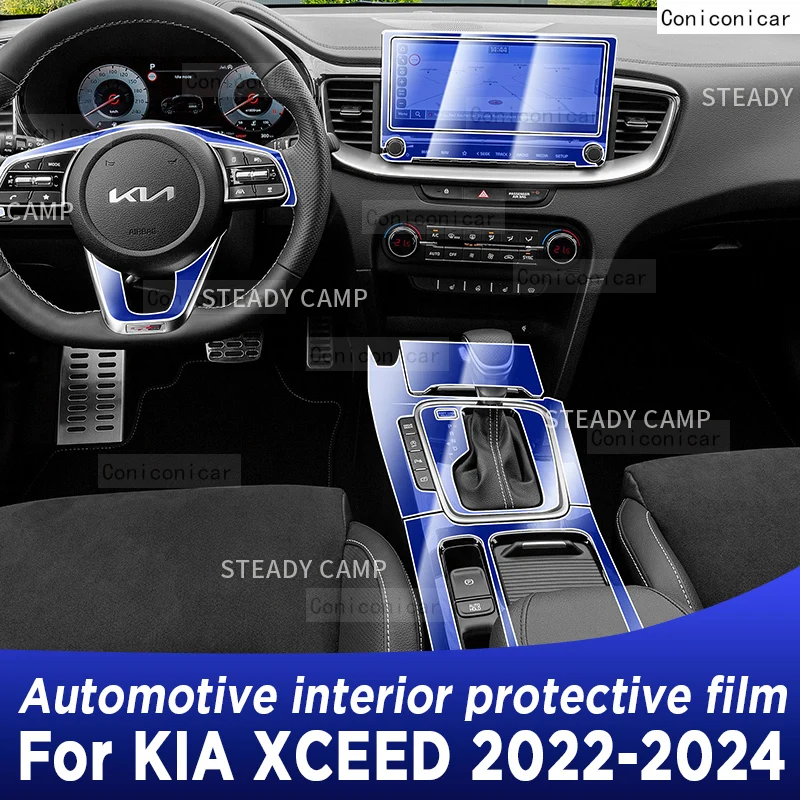 For KIA XCEED 2022-2024 Center Console Gear Panel Screen TPU Car Interior Protective Film Anti-Scratch Repair Sticker