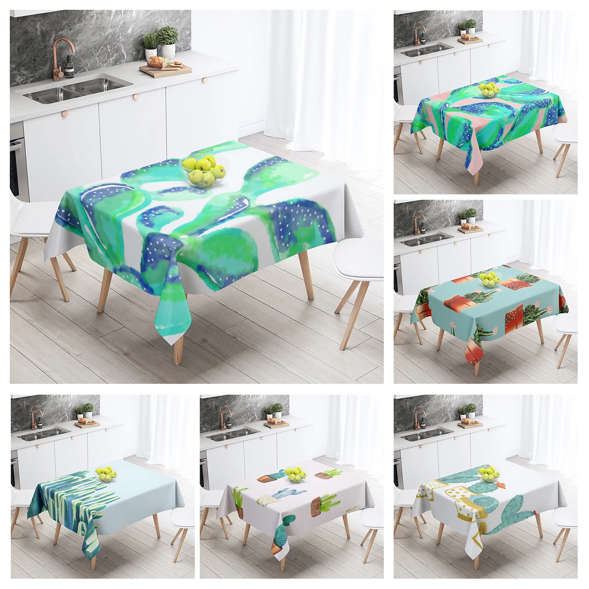 Home tablecloths for dining decoration and rectangular table accessories waterproof cloth Anti-stain restaurant abstract plant