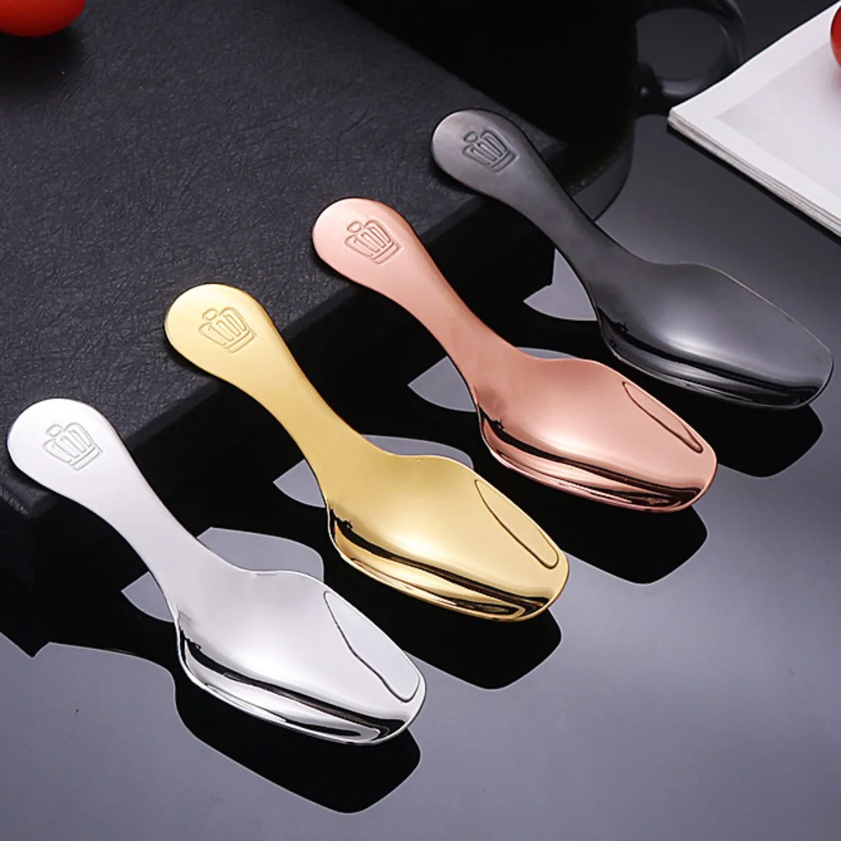 Thickened Stainless Steel Short Handle Scoop Oat Dessert Spoon Afternoon Tea Utensils Espresso Stirring Rod Children's Tableware