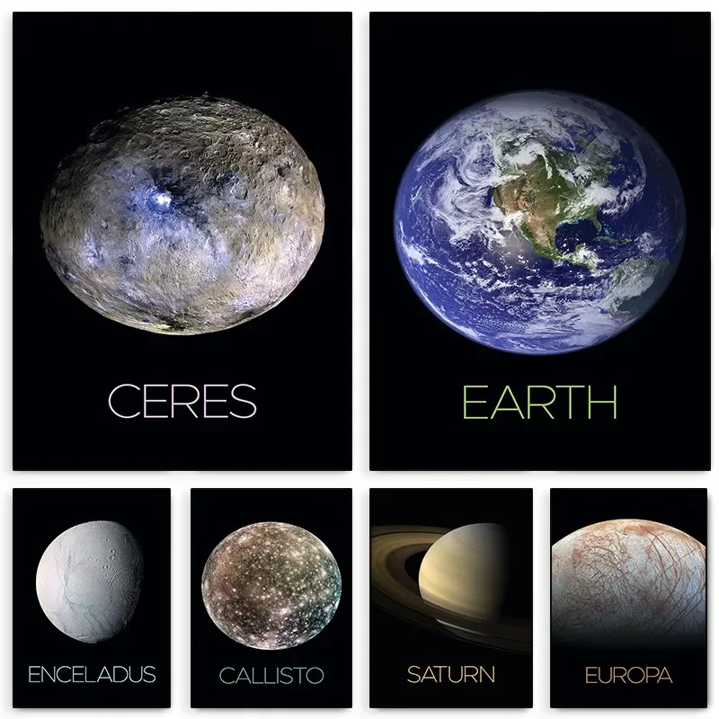 ناسا كواكبنا المشارك زحل الأرض كاليستو زحل الفضاء السفر حائط لوح رسم الفن لمكتب غرفة المعيشة ديكور المنزل #1