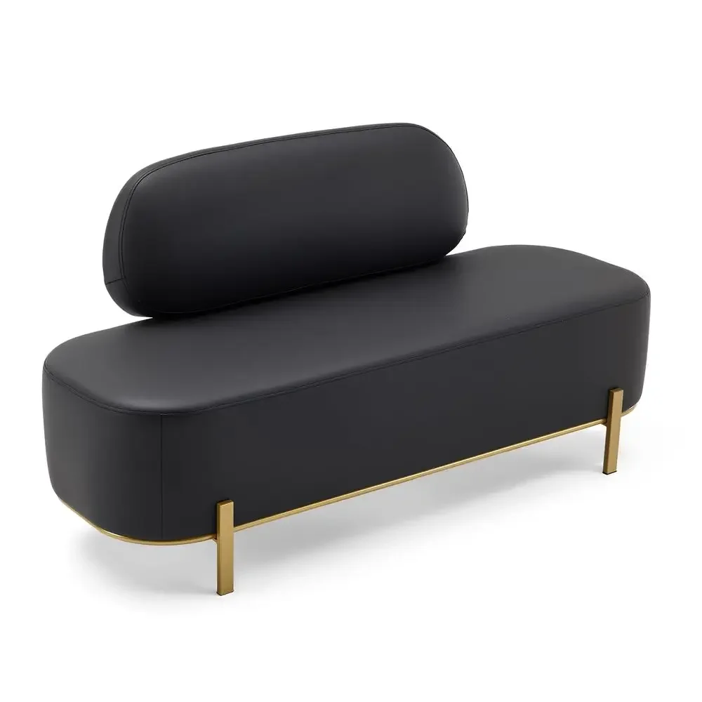 

Waiting Room Bench with Back, 55.1 Office Guest Chair, Faux Leather Upholstered Reception Seating, Lobby Bench for Beauty Salon