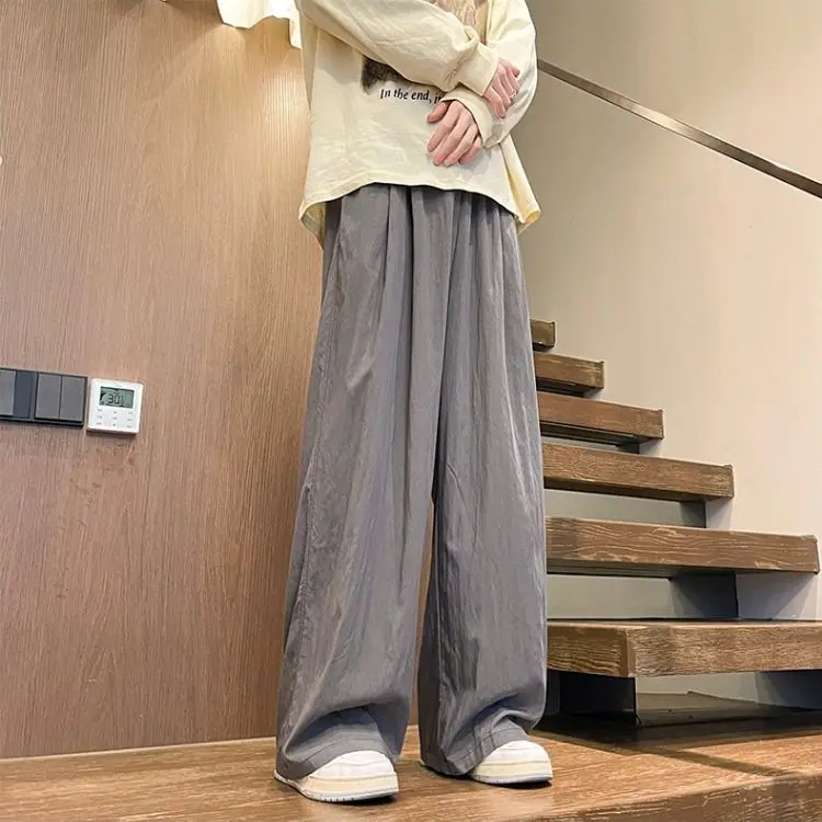 Apricot  pants for women's summer new high waisted slimming  casual straight tube thin  cotton linen wide leg pants trendy
