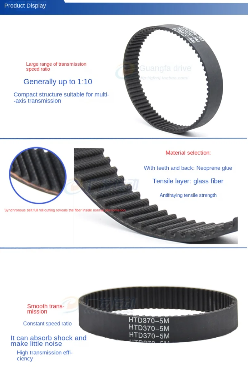 GKTOOLS 5M Width 10/15/20/25/30mm Closed Loop Rubber Timing Belt Length 375/380/385/390/395/400/405/410/415/420mm