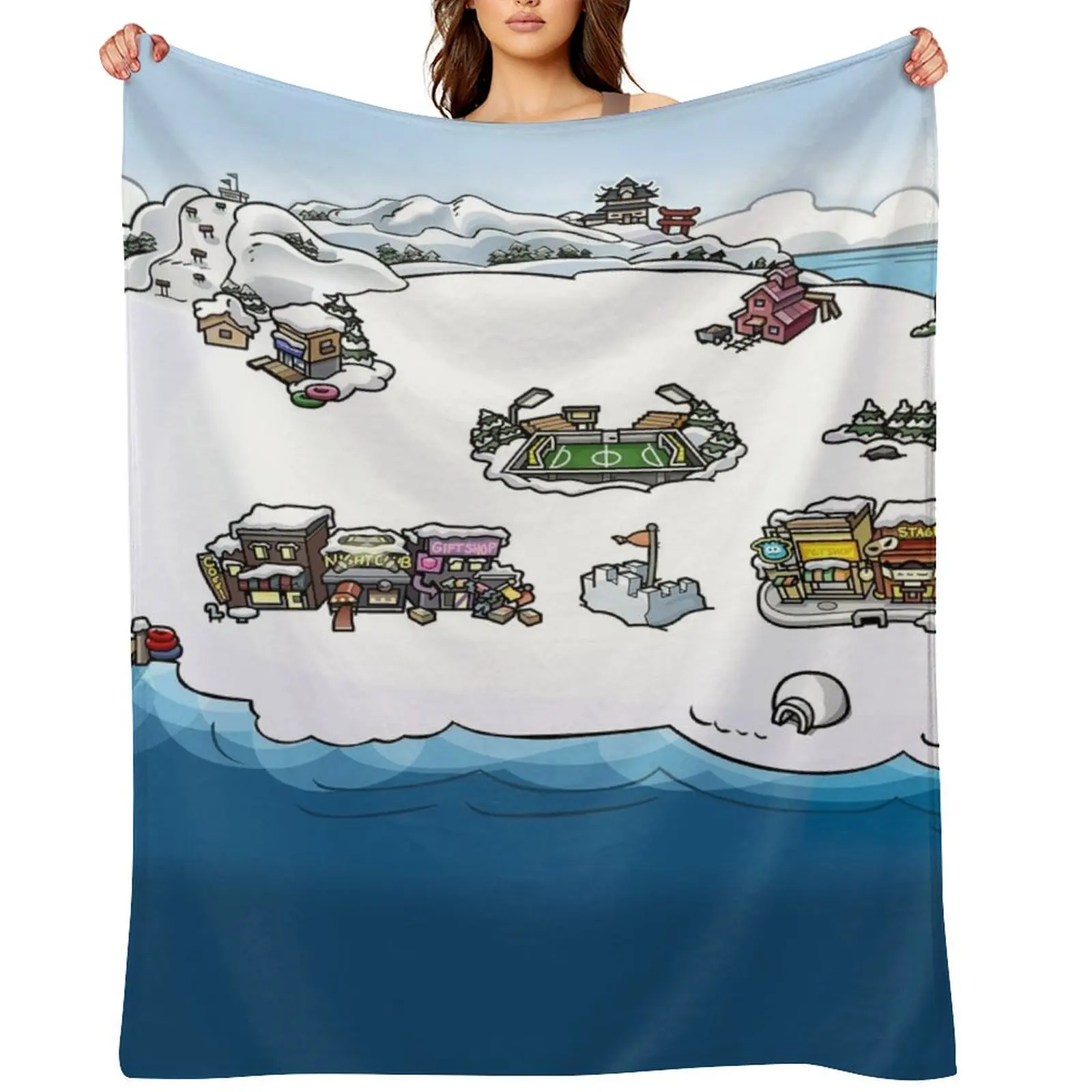 

Club Penguin Map Throw Blanket for sofa Moving decorative Multi-Purpose Blankets