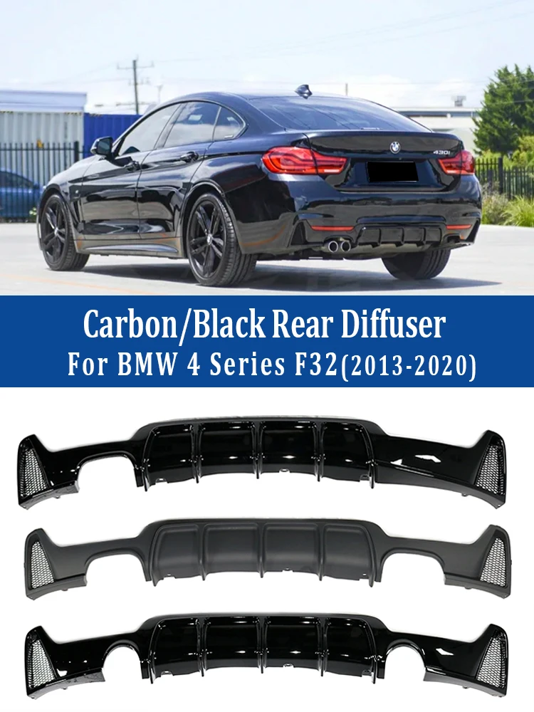 

For BMW 4 Series F32 F33 F36 2014-2020 MP Carbon Fiber Rear Bumper Diffuser M Sport Lip Body Kit Diffusor 420i 428i Gloss Black