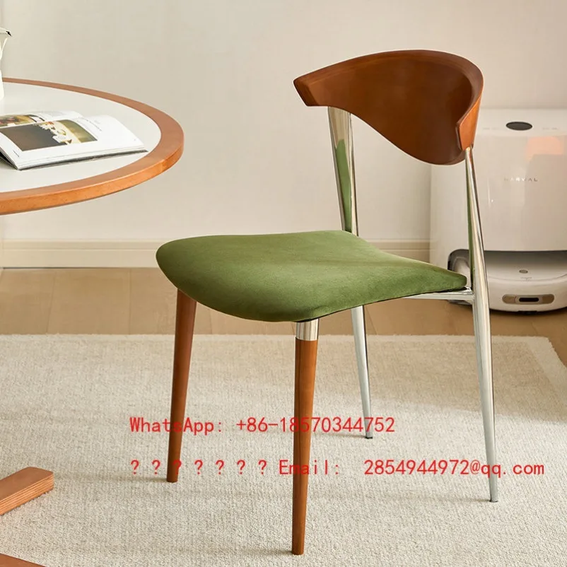 Modern Simple Solid Wood Dining Table with Backrest Chair Designer Retro Home Single Chair