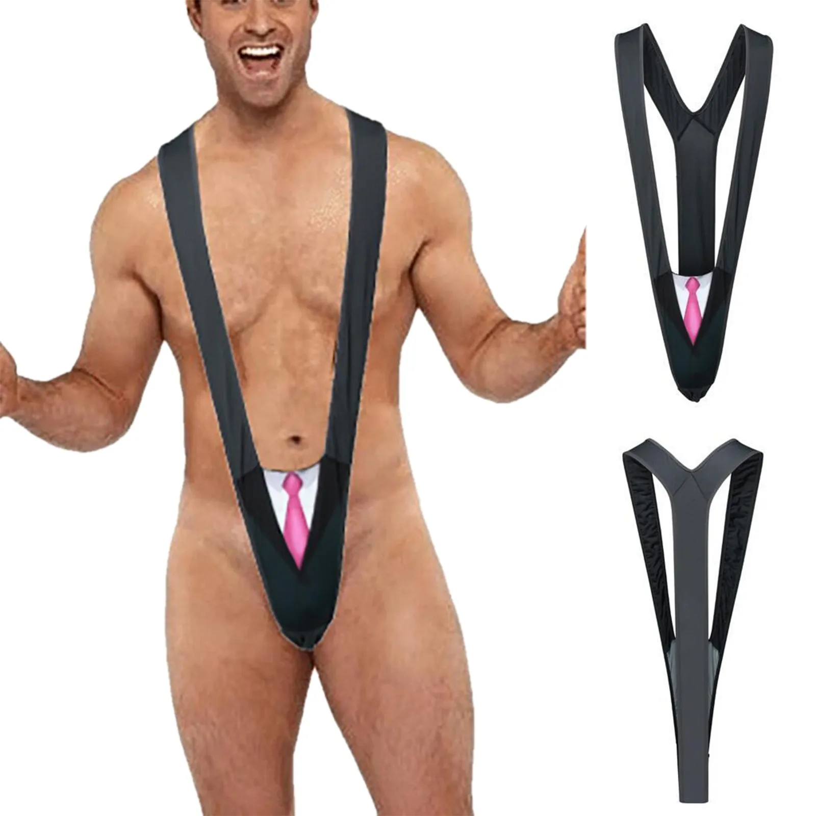 Men Borat Mankini Bikini Swimsuit Lingerie Open Butt One Piece Swimwear Gay Underwear Leotard Bodysuit Monokini Thong Waiter Cos