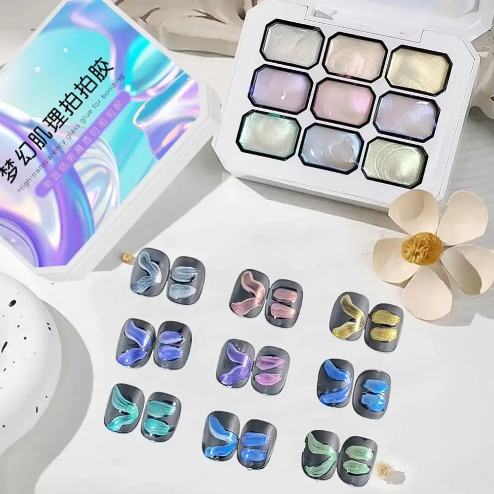 9-color 9-Grid Poke Gel الفرنسية مسمار مانيكير عالية التشبع حالمة الملمس مسمار البولندية حساسة مسمار البولندية سميكة مسمار الفن هلام #5