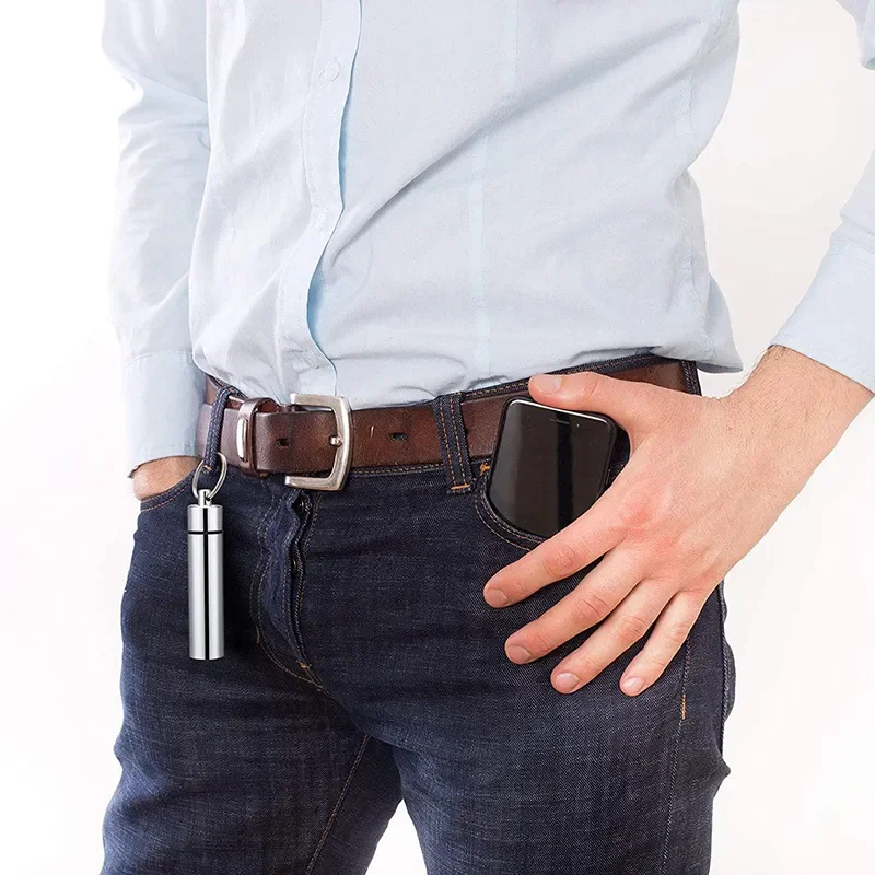 Zahnstocher-Taschenset aus Edelstahl, tragbares Zahnseide-Pick, wiederverwendbares Zahnstocher-Zahnreinigungsset aus Metall mit Schlüsselanhänger-Halter – Detail 6