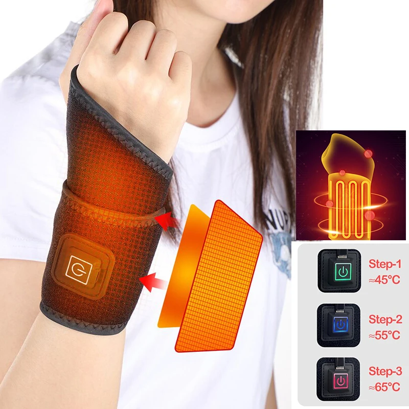 Heating Wrist Protector Sports Protection Breathable USB Hand Massager Support WristBand Pad Brace Tool Heat Health Care Devic