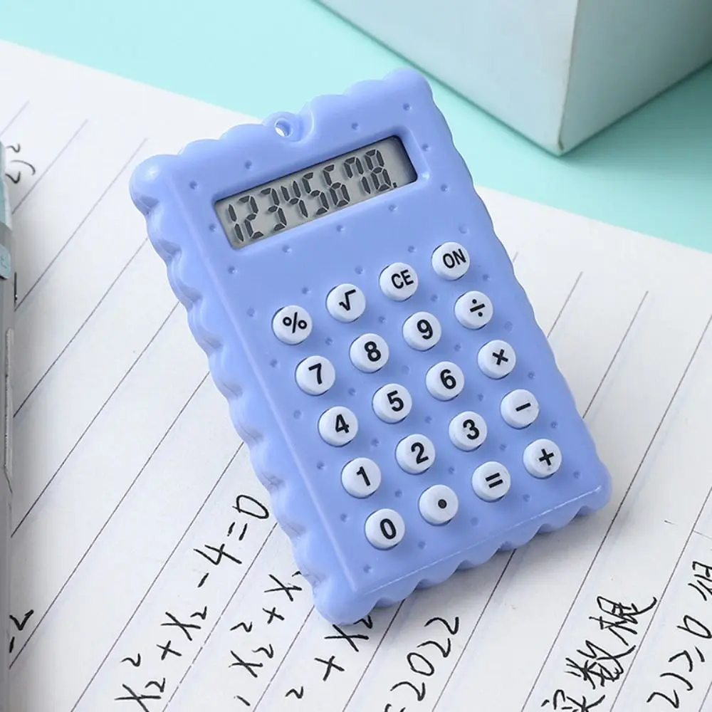 Portable 8-Digit Display Mini Calculator Battery Biscuit Shape Scientific Calculators Mini Battery Calculator Students Gift