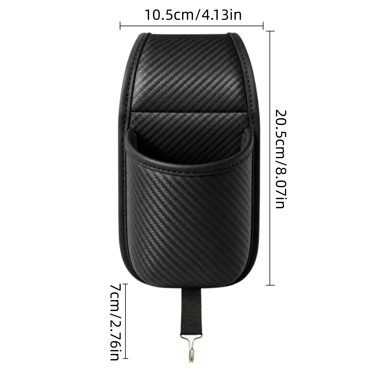 Car door suspension storage bag, carbon fiber textured cup holder with key hook, multifunctional car storage bag for small items