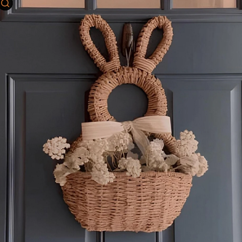 Easter Bunny Door Hanger Made Of Natural Willow Branches For Continuous In Many Springs Easter Rabbit Basket