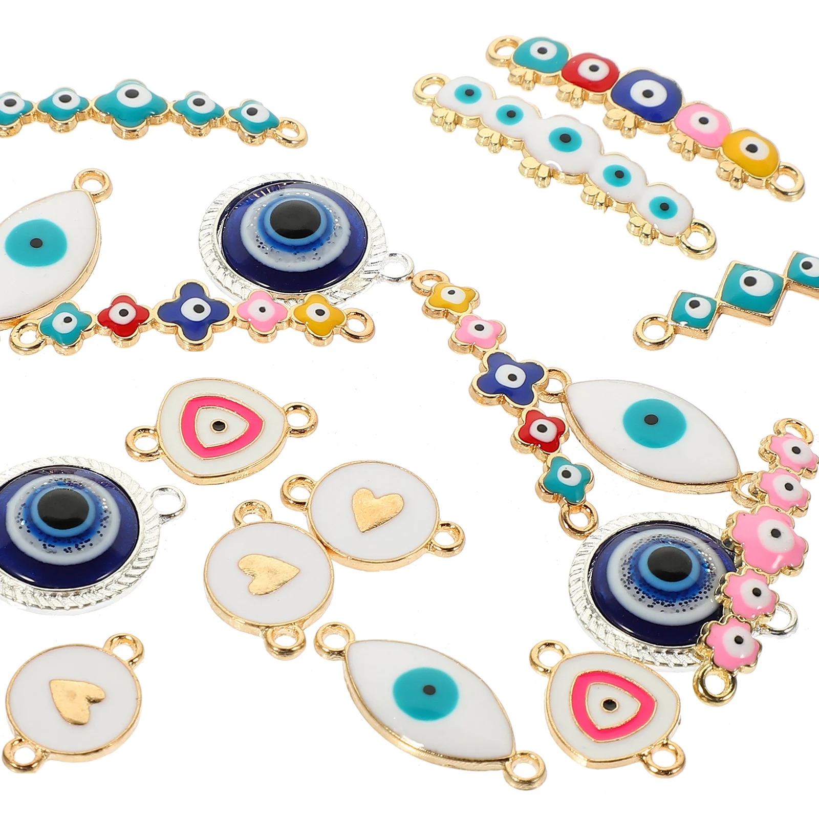 

20pcs Evil Eye Diy Jewelry Making Pendants Charms For Necklace Bracelet Alloy Craft Accessories Lightweight Durable Connector