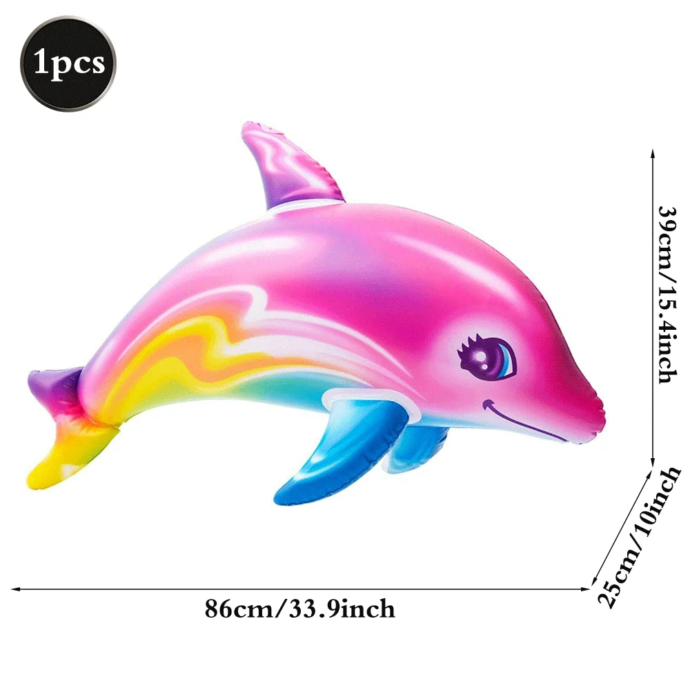 33inch Lovely Rainbow Colorful Dolphin Balloon Sea World Theme Party Shark Inflatable Toys Beach Pool Party Birthday Decorations