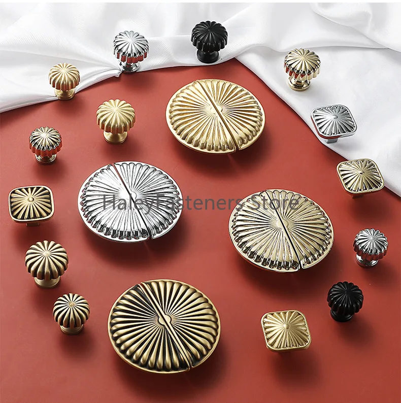 

Brass American Shell Handle Drawer Single Hole Pure Copper Shoe Clothing Cabinet Black Chrome Retro Semicircle Handle