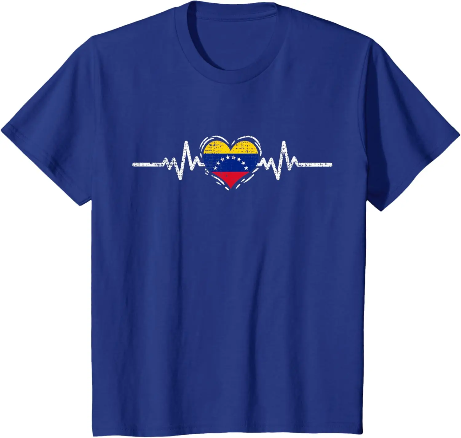 Venezuela Flag Heartbeat Venezuelan Roots Vintage T-Shirt for Men Women National Day Holiday Mens T Shirts