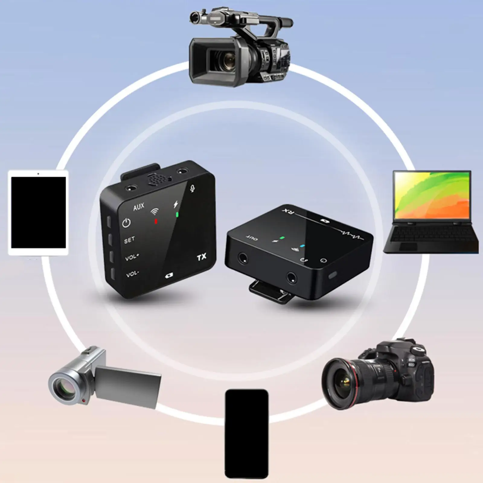 Wireless Lavalier Microphone 50M Range Wireless Lapel Mic for Phones Camera