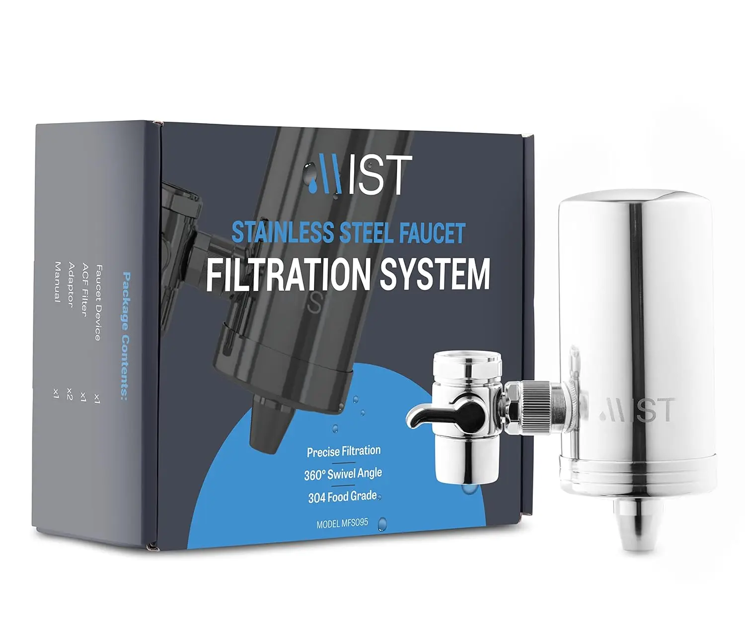 

Stainless Steel Faucet Water Filter, 320 GL Capacity, Reduces Heavy Metals, NSF Certified for Standard Taps