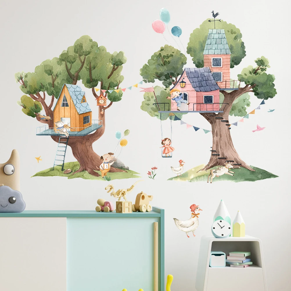 

2 Pcs Wall Cartoon Animal Stickers for Kids Bedrooms Applique Animals Decal Removable Child