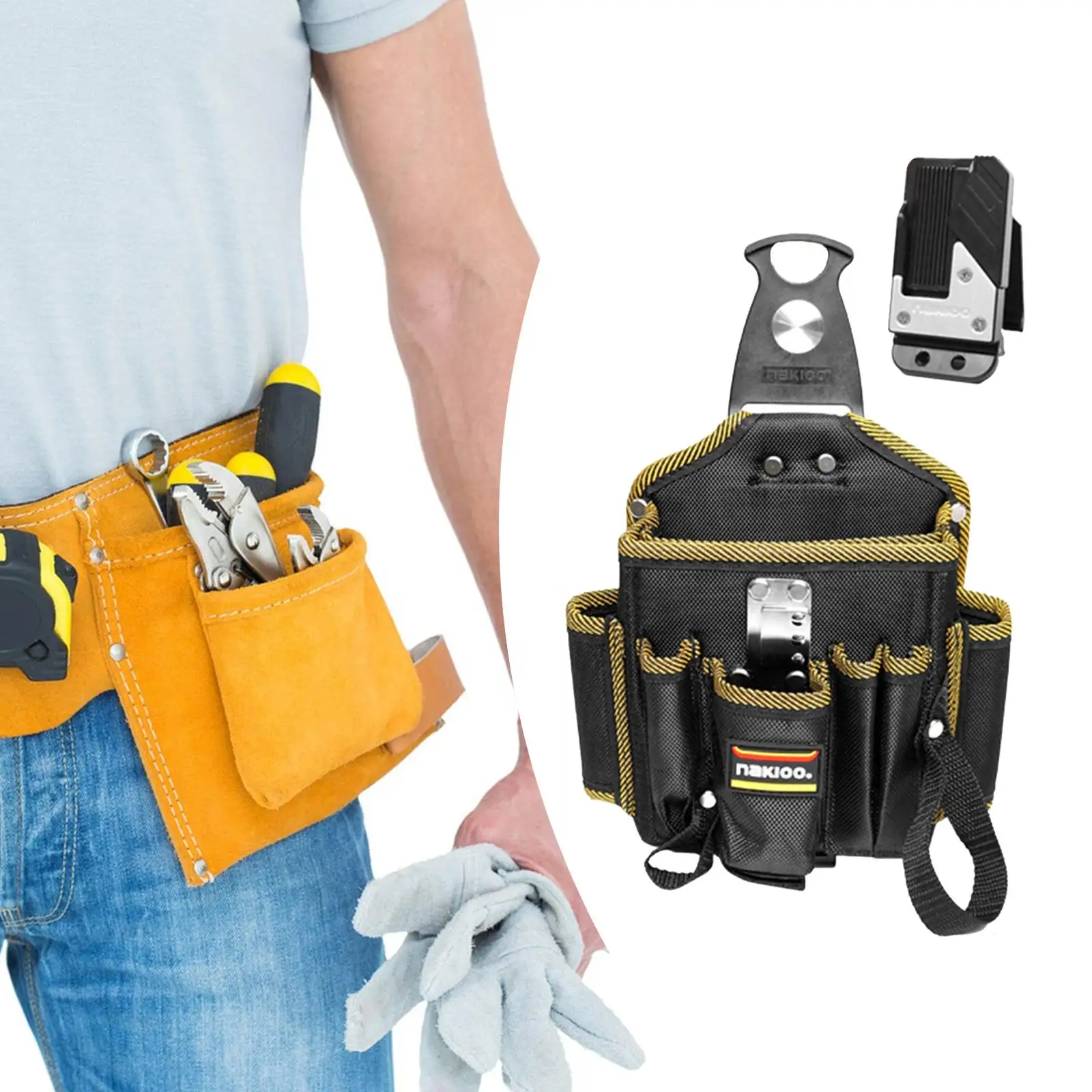 

Tool Pouch with Belt Clip Oxford Professional Anti Scratch Organizer for Repairman Electrician Carpenters Technician Men Gift