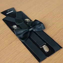 Tirantes elásticos ajustables a juego para hombre, conjuntos de tirantes y pajarita, disfraz elegante, accesorios formales de moda sólida para hombre