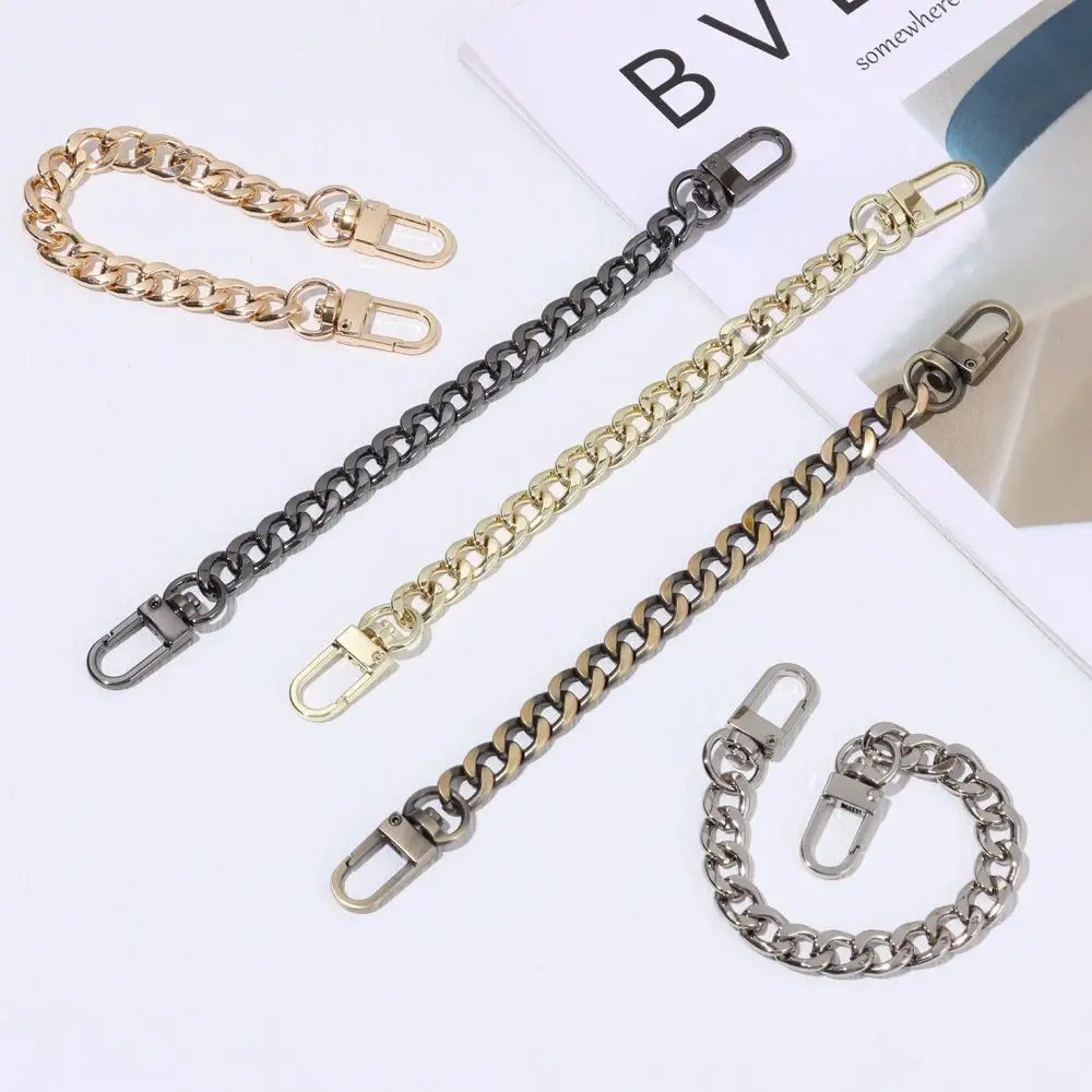 Mini Purse Chain, DIY Metal Flat Chain- for Messenger Bag Purse Strap Extender Handbag Accessory Decoration, with Metal Buckle