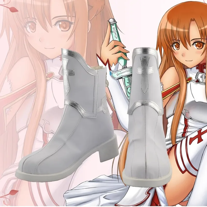 

Sword Art Online Yuuki Asuna Cosplay Costume Shoes Handmade Faux Leather Boots