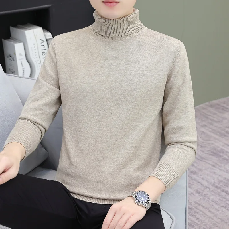 

Вязаный свитер с высоким воротником, осенне-зимний повседневный топ, универсальная базовая одежда, длинный свитер с плоским воротником...