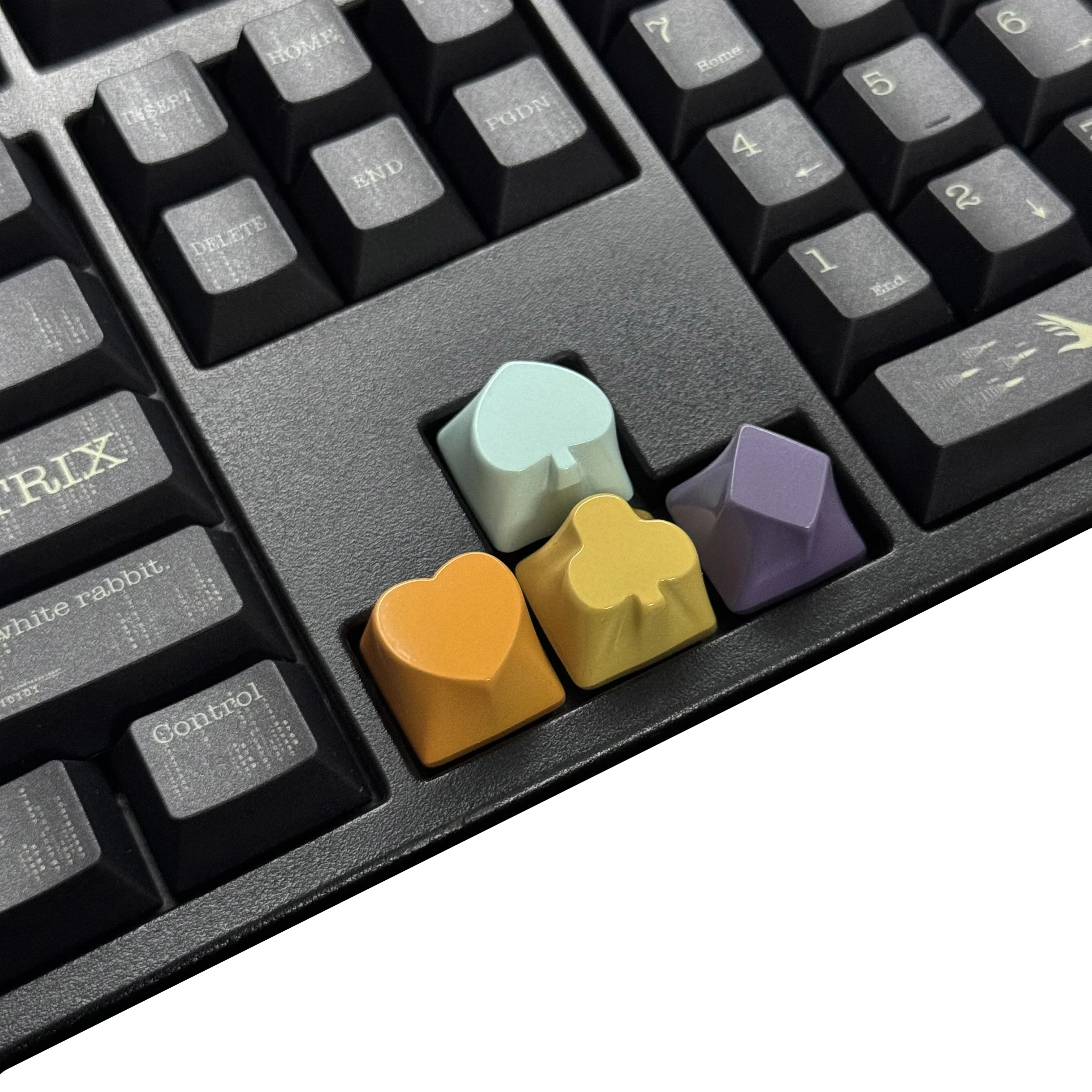YMDK 4pcs Poker Suit Metal Matte Gold Electroplated Spade Heart Club Diamond Arrow Key Keycaps for MX Mechanical Keyboards