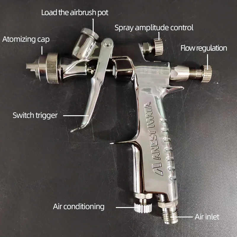 Original Authentic Japanese Shiota LPH80 Small Repair Spray Gun Stainless Steel Pot 125Ml 0.8/1.0 Caliber