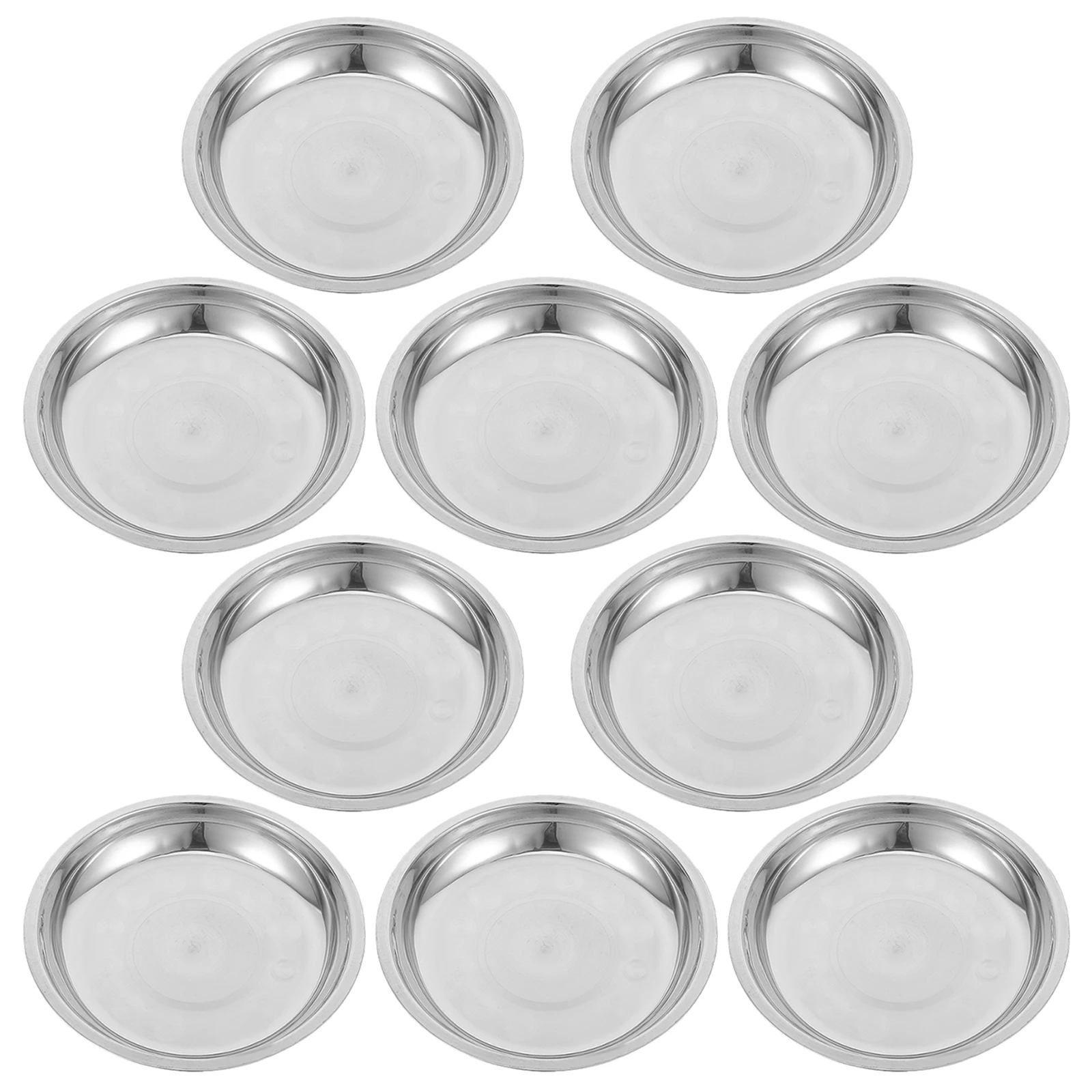 Platos de Acero Inoxidable para Comida de Gatos, 10 Piezas, Plato Poco Profundo para Mascotas, Tazón de Agua de Metal para Perros, Contenedor de Alimentación para Cachorros, Diseño Amigable para la Barba