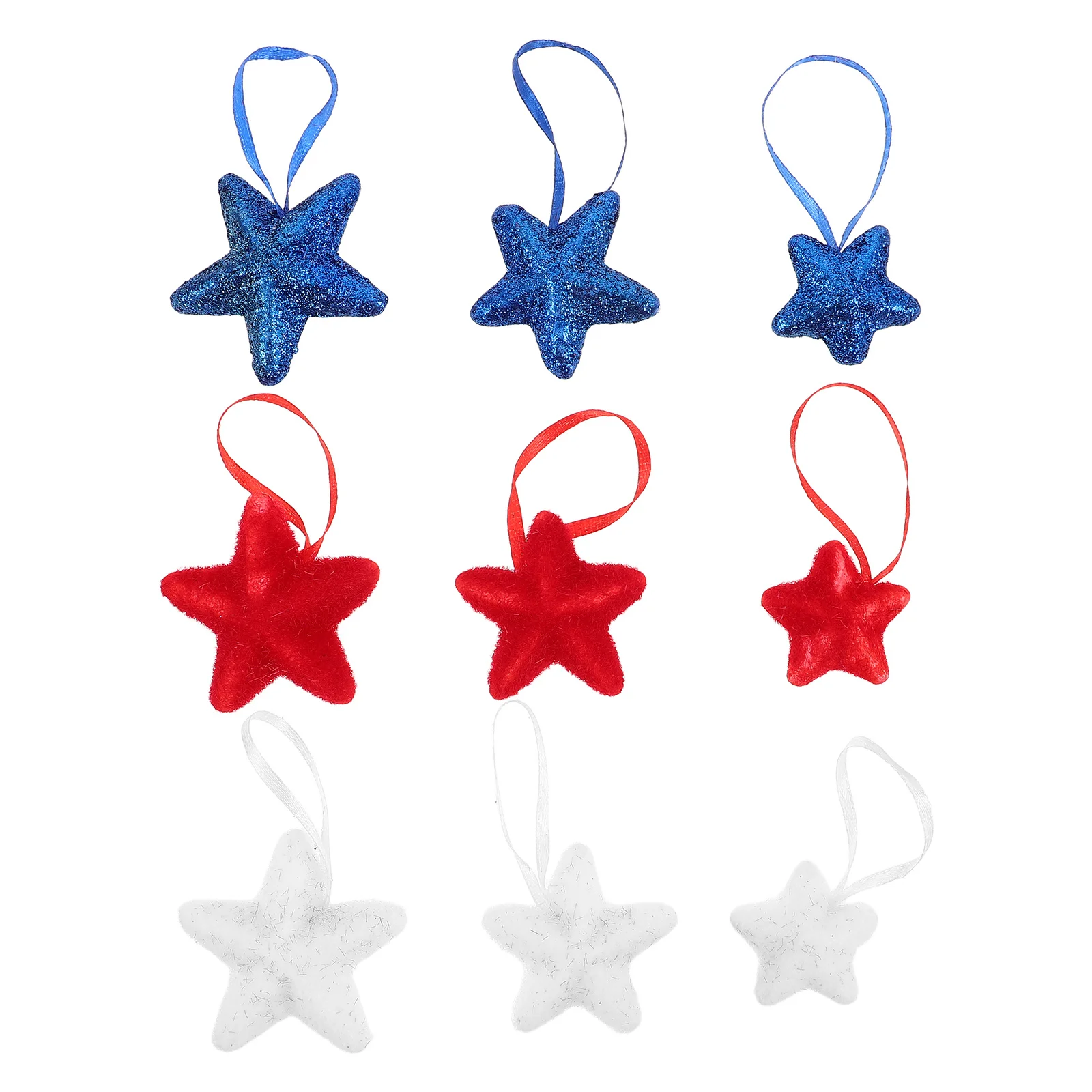 

9Pcs Star Shaped Pendant Ornament Patriotic Five-Pointed Hanging Decor in Red White Blue for Usa Independence Day Memorial Day