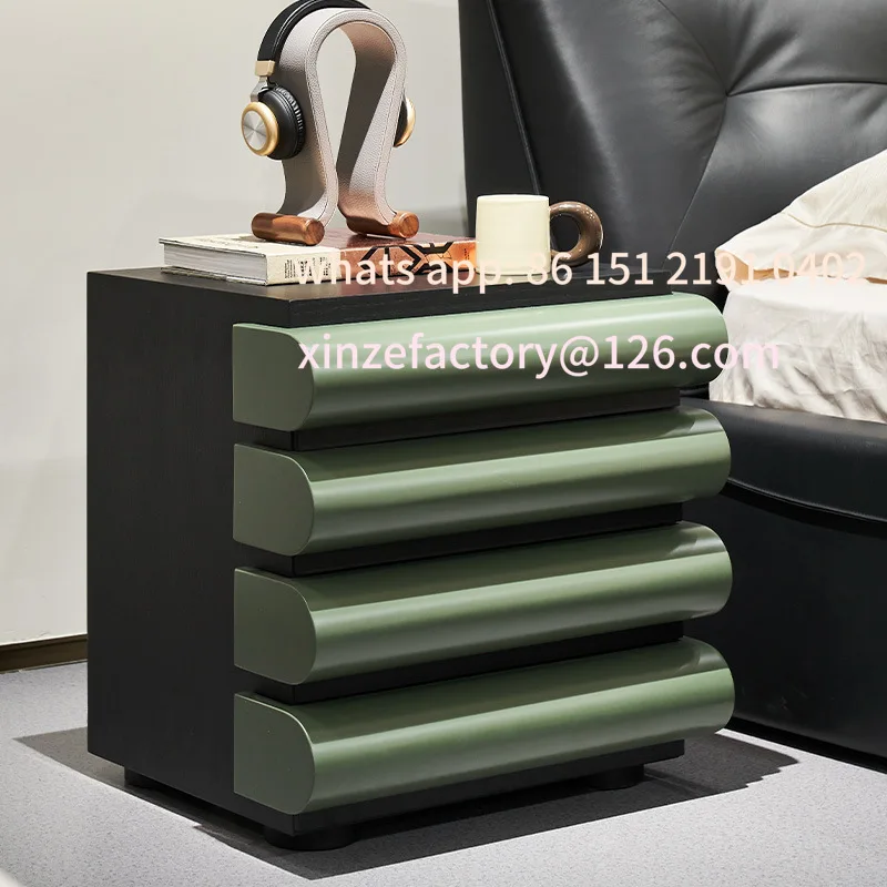 

Customizable Italian minimalist solid wood paint bedside table paint cabinet French medieval multi-layer chest bedroom high-end
