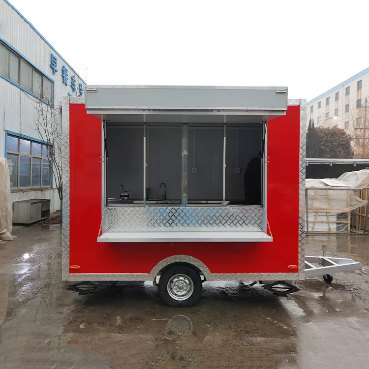 รถพ่วงขายอาหารน้ำผลไม้พร้อมตู้แช่แข็งในห้องครัวเคลื่อนที่ได้