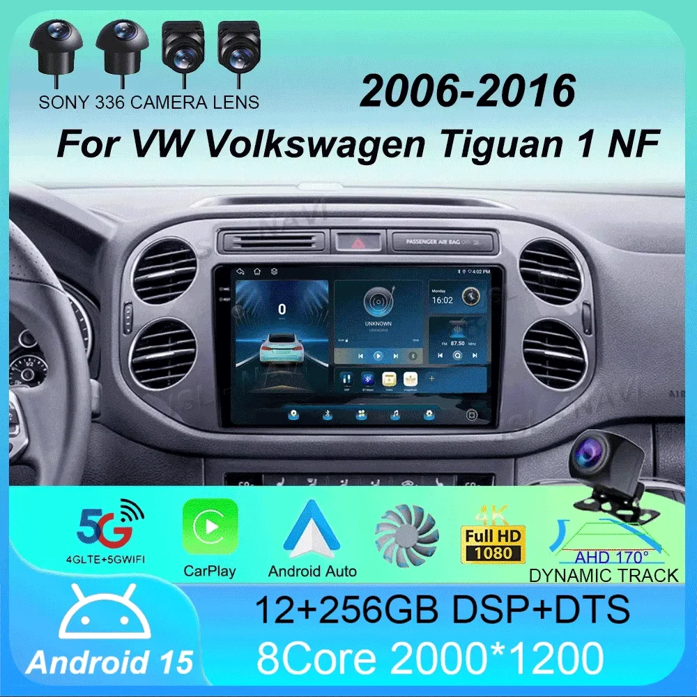 

Car Radio Android 15 For VW Volkswagen Tiguan 1 NF 2006 - 2016 Wireless Carplay Auto Multimedia Video Player 4G GPS Head Unit BT