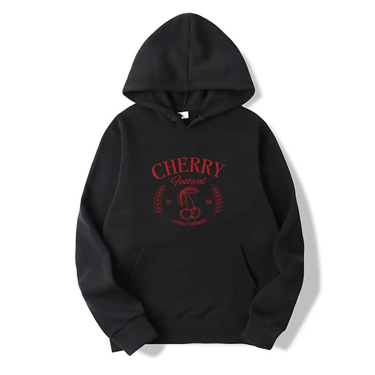 Cherry Festival 1968 Locally Sourced Cherries Laurel Branch Graphic Autumn and winter hooded sweatshirts