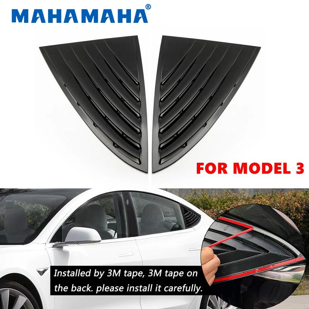 

For Tesla Model 3 2017 2018 2019 Blinds Window Decoration Stickers Rear Window Carbon Fiber Triangle Car Accessories