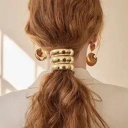 Metal Large Fashion Hammered Arch Pony Rhodium Hairband Ponytail Hair Pin Headwear Vintage Jewely ry Accessories
