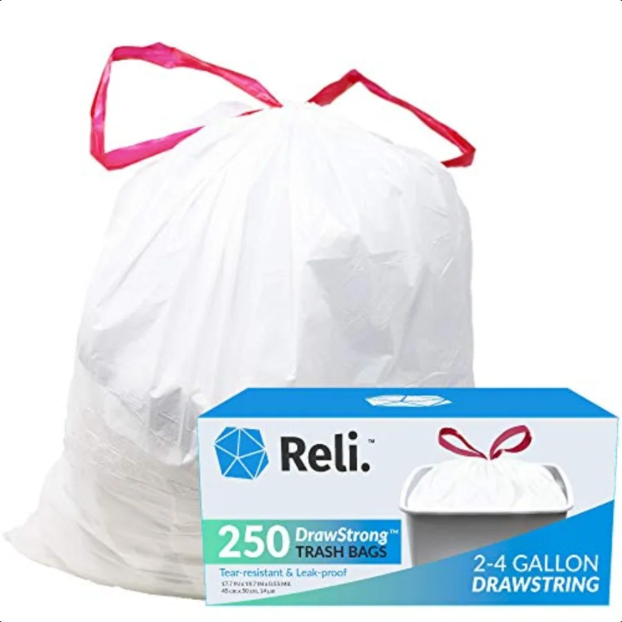 

24 Gallon Trash Bags Drawstring 250 Count 18x 20 Small Garbage Bags 4 Gallon Drawstring Handles White Trash Can Liners 2 Gal 3G