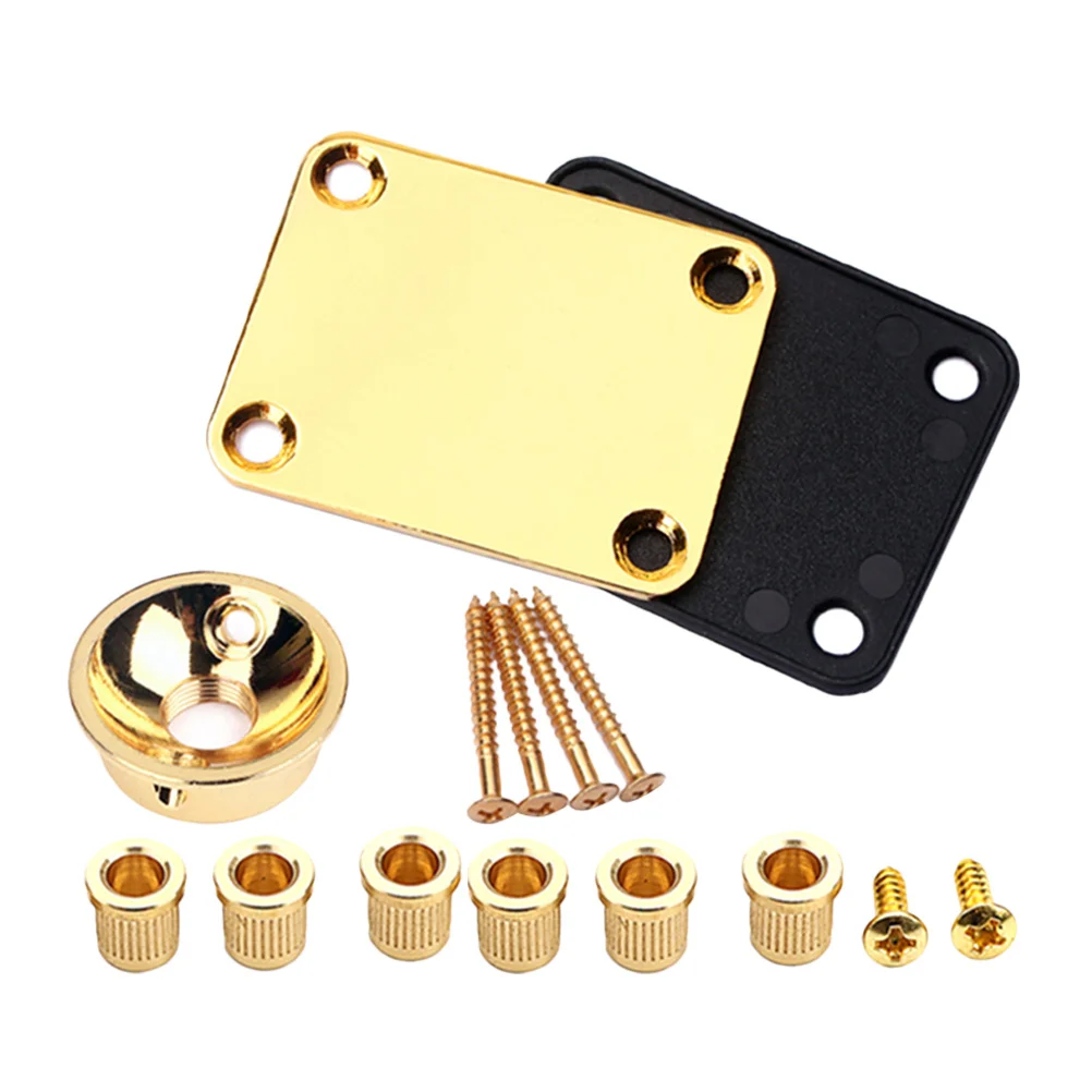 

1 set 1 Set Guitar Neck Mounting Plate With Screws Durable Metal Back Protection For Electric Bass Replacement Parts
