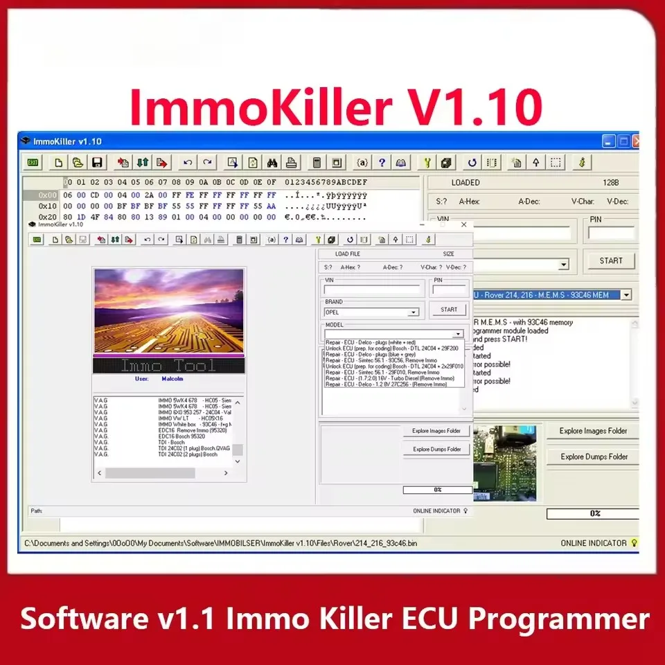 Latest ECU Programmer Tools ImmoKiller V1.10 IMMO Off Software OBD2 Scanner for Car Repairing Passing Virigining the Immobilizer