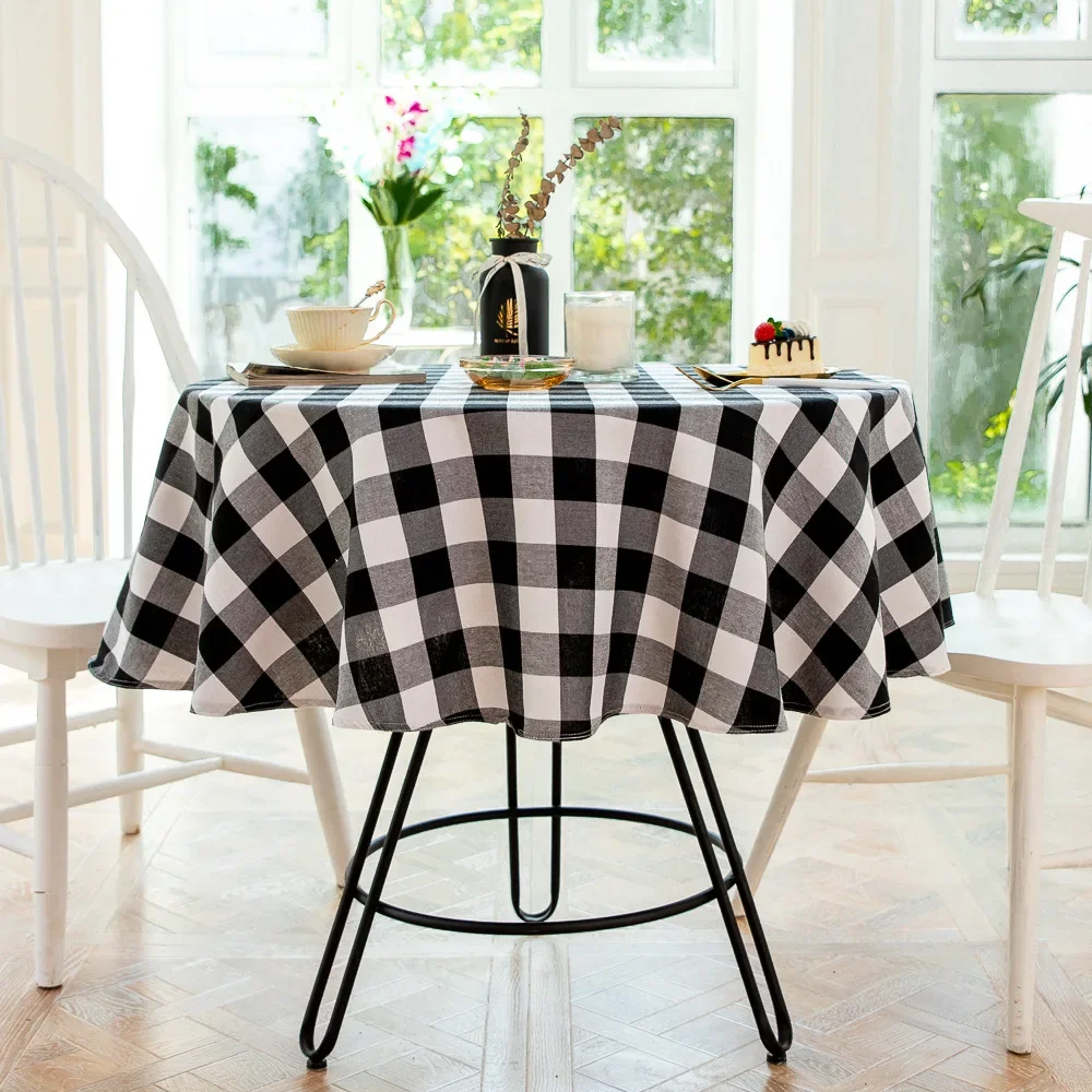 Party Round Table Cover Plaid Table Cloth American Red Black Check Party Decoration Hotel Restaurant Placemat Spot Wholesale