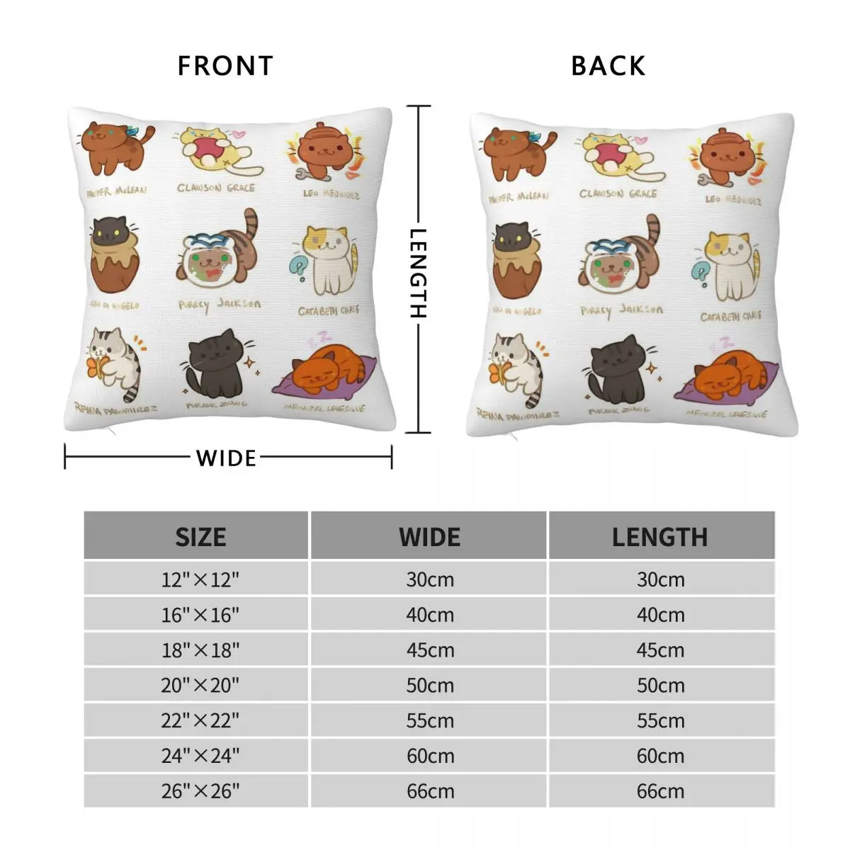 Percy Jackson Neko Atsume Square Pillowcase Polyester Linen Velvet Creative Zip Decorative Pillow Case Room Cushion Cover 18