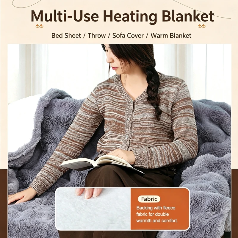 150x80cm 12-Hour Timer Multi-functional Thermostatic Heating Blanket Temperature-Controlled Electric Blanket Winter Body Warmer
