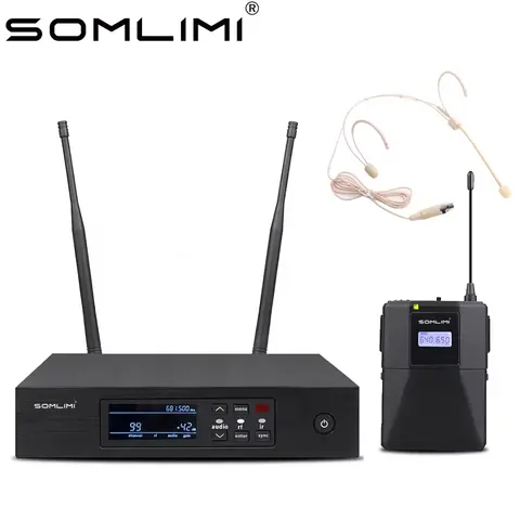 SOMLIMI QLXD1 Auricolare Microfono Stage Performancce Hip Hop True Diversity Microfono wireless professionale Trasmettitore per bodypack
