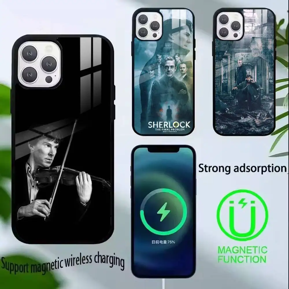 

S-Sherlock H-Holmes Phone Case For iPhone17,16,15,14,13,12,11 Plus,Pro Supports Magnetic Wireless Charging