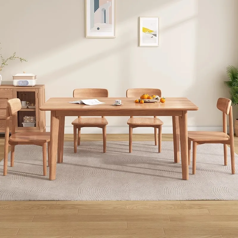 Nordic ash wood grain solid wood dining table household log rectangular dining table simple and modern